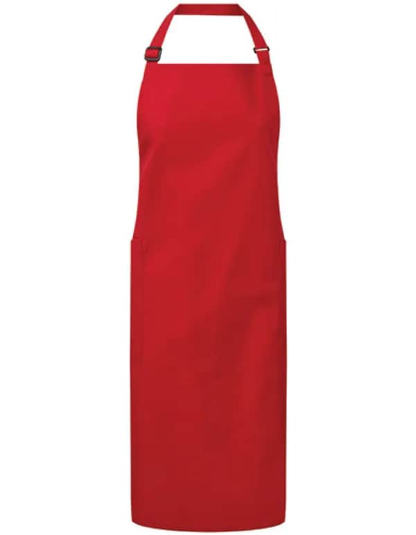 Recycled & Organic Fairtrade Bib Apron - Red (ca. Pantone 201C)