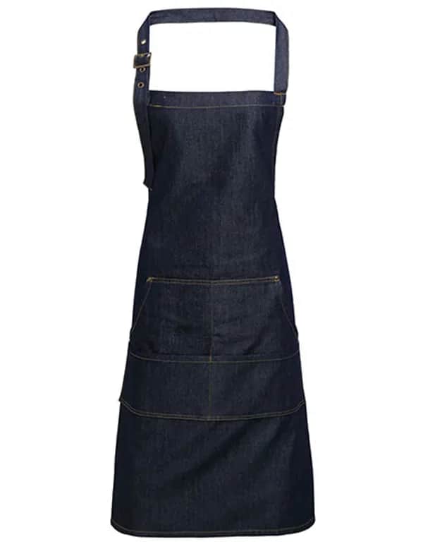 Jeans Stitch Denim Bib Apron - Indigo Denim (ca. Pantone 2767C)