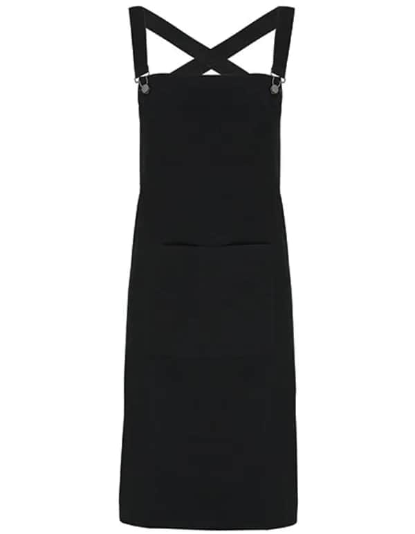 Cross Back Barista Bib Apron - Black (ca. Pantone Black C)