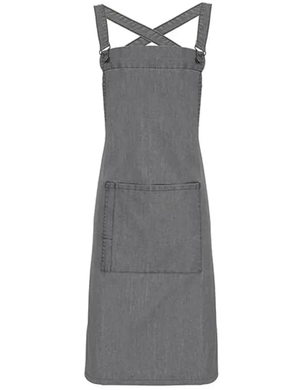 Cross Back Barista Bib Apron - Grey Denim (ca. Pantone 425C)