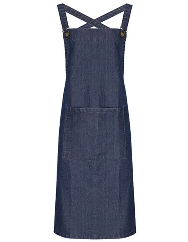 Cross Back Barista Bib Apron - Indigo Denim (ca. Pantone 2767C)