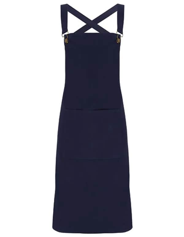 Cross Back Barista Bib Apron - Navy (ca. Pantone 2766C)