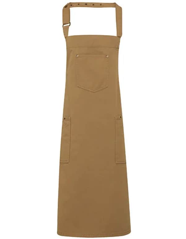 Cotton Chino Bib Apron - Khaki