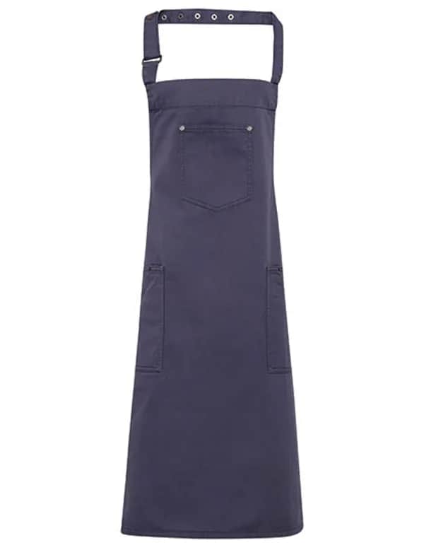 Cotton Chino Bib Apron - Steel (ca. Pantone Cool Grey 11C)