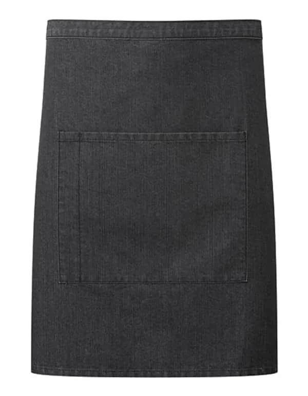 Colours Mid Length Apron with Pocket - Black Denim (ca. Pantone 426C)
