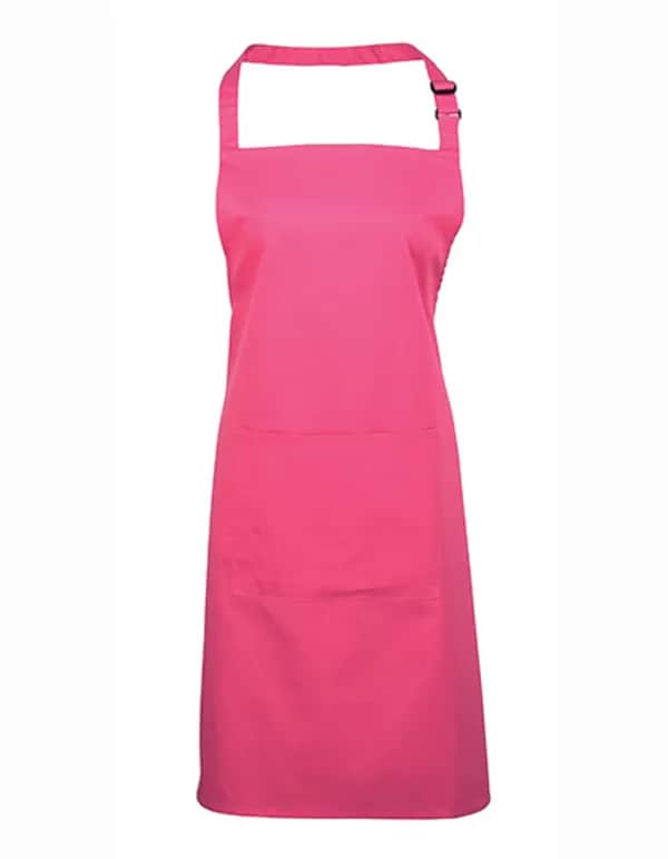 Colours Collection Bib Apron With Pocket - Hot Pink (ca. Pantone 214C)
