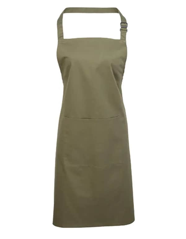 Colours Collection Bib Apron With Pocket - Olive (ca. Pantone 378C)