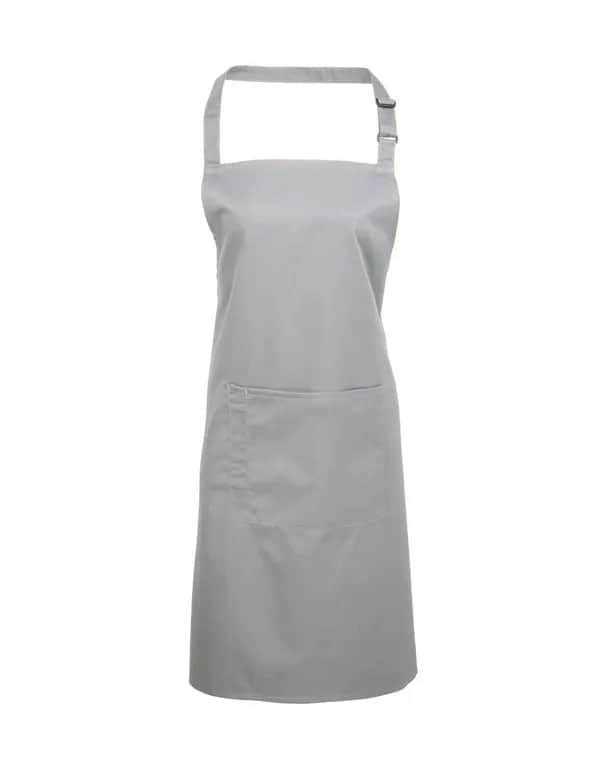 Colours Collection Bib Apron With Pocket - Pale Grey (Silver) (ca. Pantone 428C)