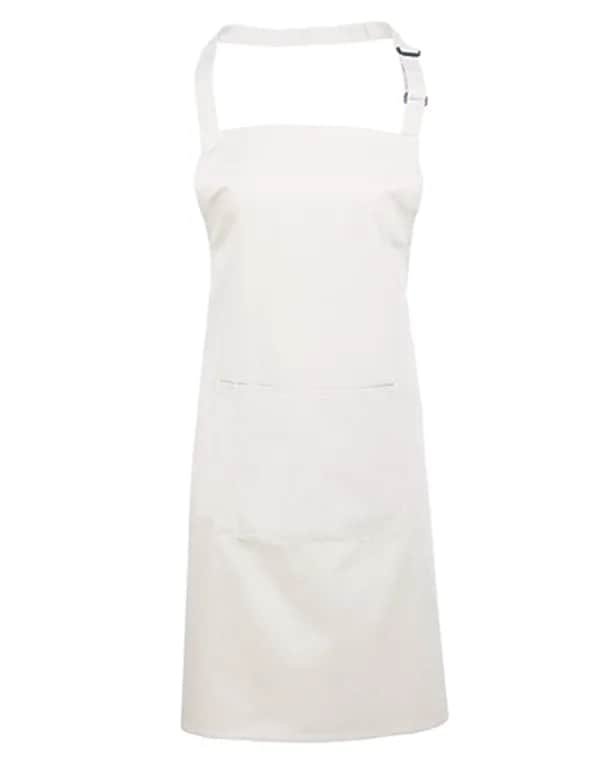 Colours Collection Bib Apron With Pocket - White