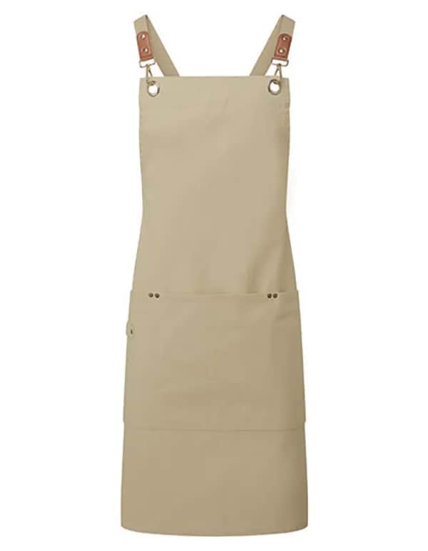 Clip n Clasp Cross-Back Bib Apron - Khaki (ca. Pantone 7536C)