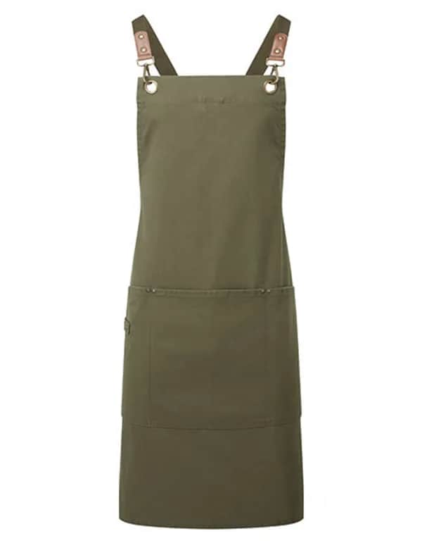 Clip n Clasp Cross-Back Bib Apron - Olive (ca. Pantone 7763C)