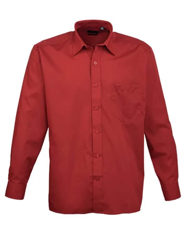 Men´s Poplin Long Sleeve Shirt - Burgundy