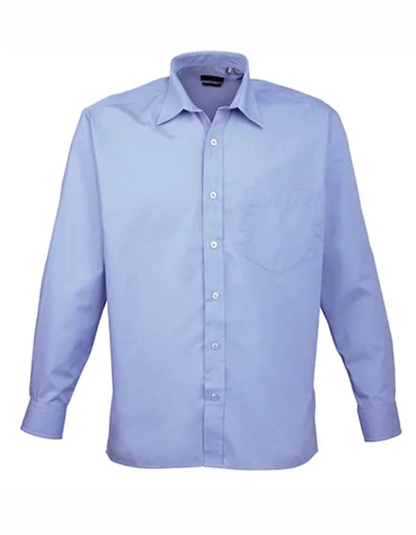 Men´s Poplin Long Sleeve Shirt - Mid Blue (ca. Pantone 2718C)