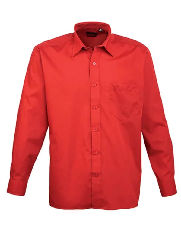 Men´s Poplin Long Sleeve Shirt - Red