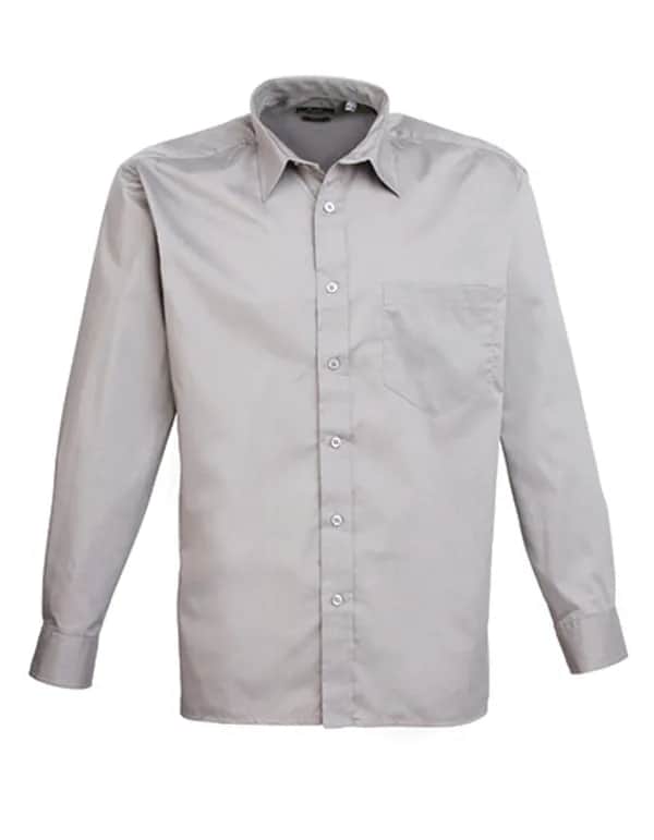 Men´s Poplin Long Sleeve Shirt - Silver (ca. Pantone Cool Gray 7C)