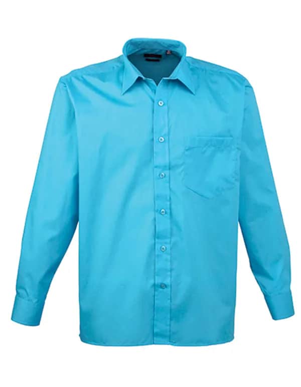 Men´s Poplin Long Sleeve Shirt - Turquoise (ca. Pantone 7703C)