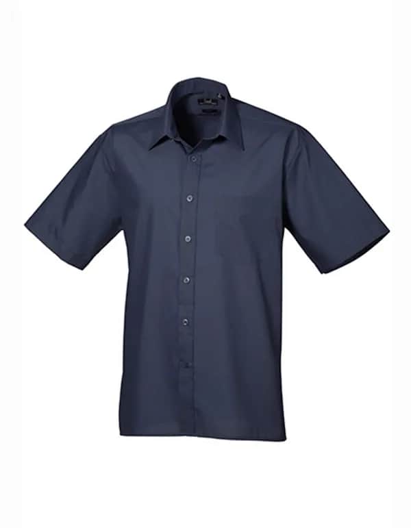 Men´s Poplin Short Sleeve Shirt - Navy (ca. Pantone 2378C)
