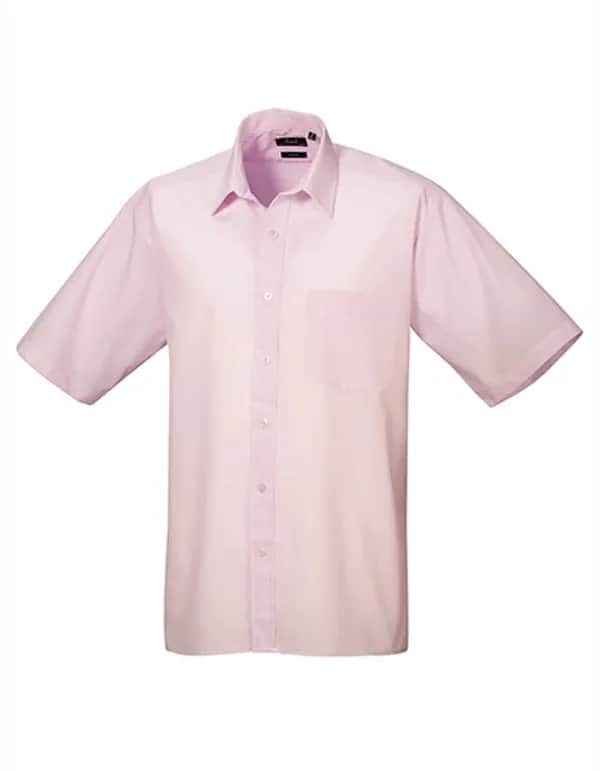 Men´s Poplin Short Sleeve Shirt - Pink (ca. Pantone 707C)