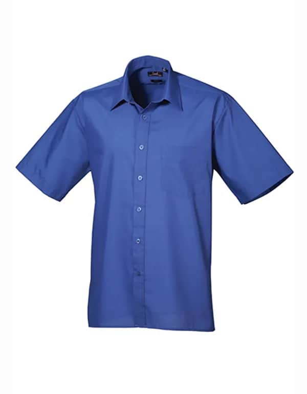 Men´s Poplin Short Sleeve Shirt - Royal (ca. Pantone 7686C)
