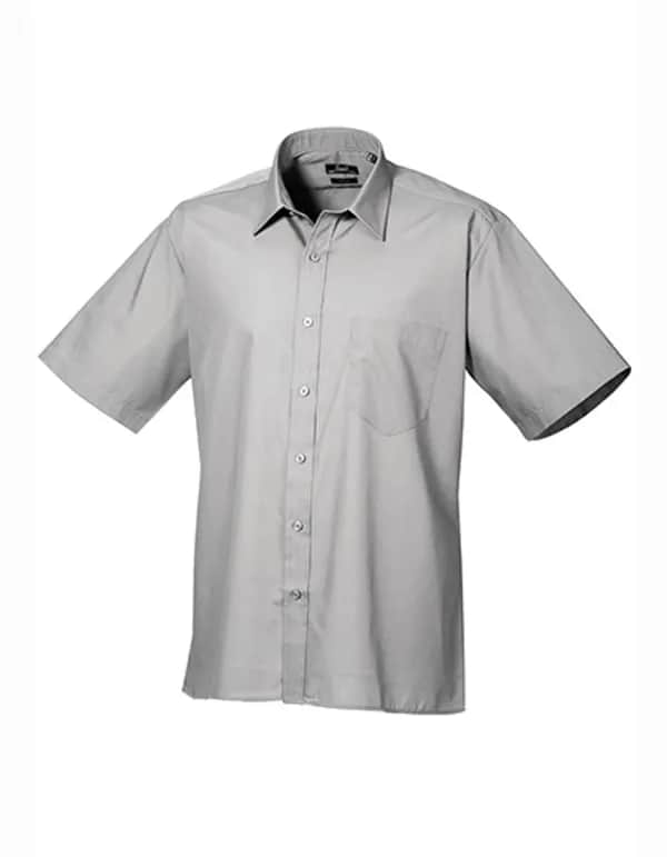 Men´s Poplin Short Sleeve Shirt - Silver (ca. Pantone Cool Gray 7C)