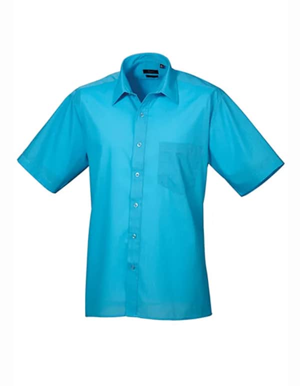 Men´s Poplin Short Sleeve Shirt - Turquoise (ca. Pantone 7703C)