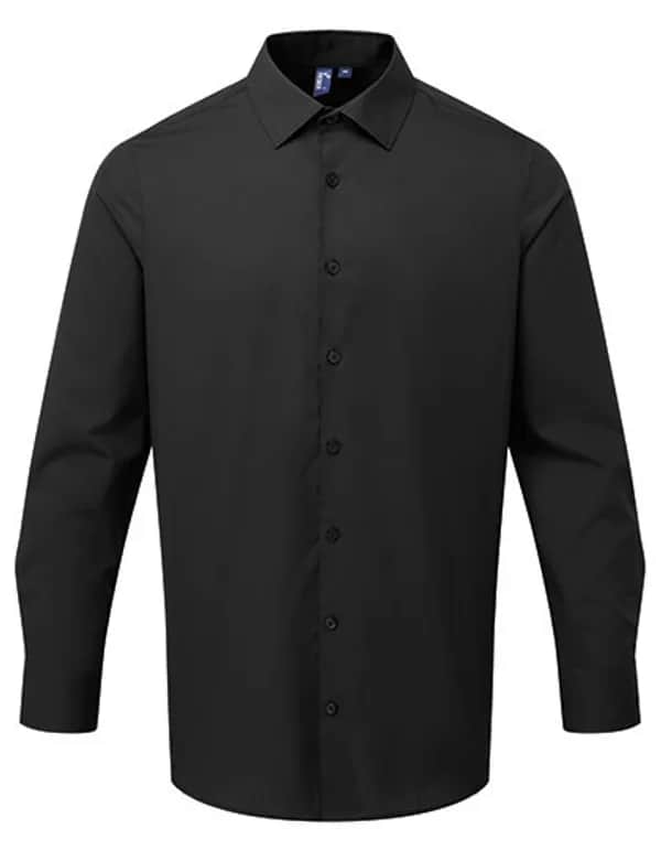 Mens Long Sleeve Recyclight Poplin Shirt - Black