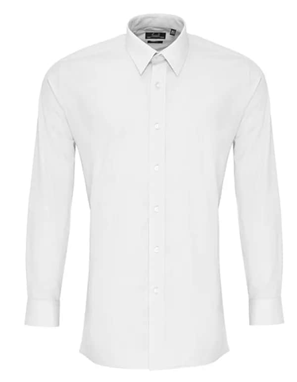 Men´s Long Sleeve Fitted Poplin Shirt - White