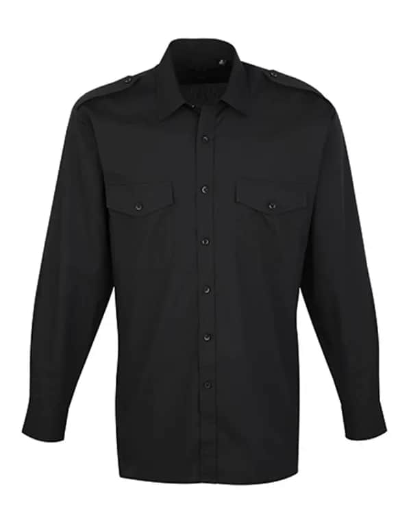 Pilot Shirt Long Sleeve - Black (ca. Pantone Black C)