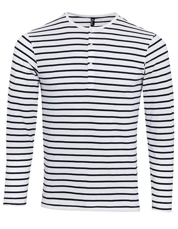 Men´s Long-John Roll Sleeve Tee - White/Navy (ca. Pantone 2766C)