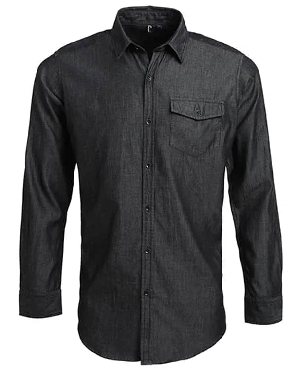 Men´s Jeans Stitch Denim Shirt - Black Denim (ca. Pantone 433C)
