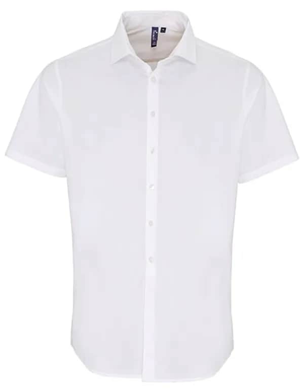 Men´s Stretch Fit Poplin Short Sleeve Cotton Shirt - White