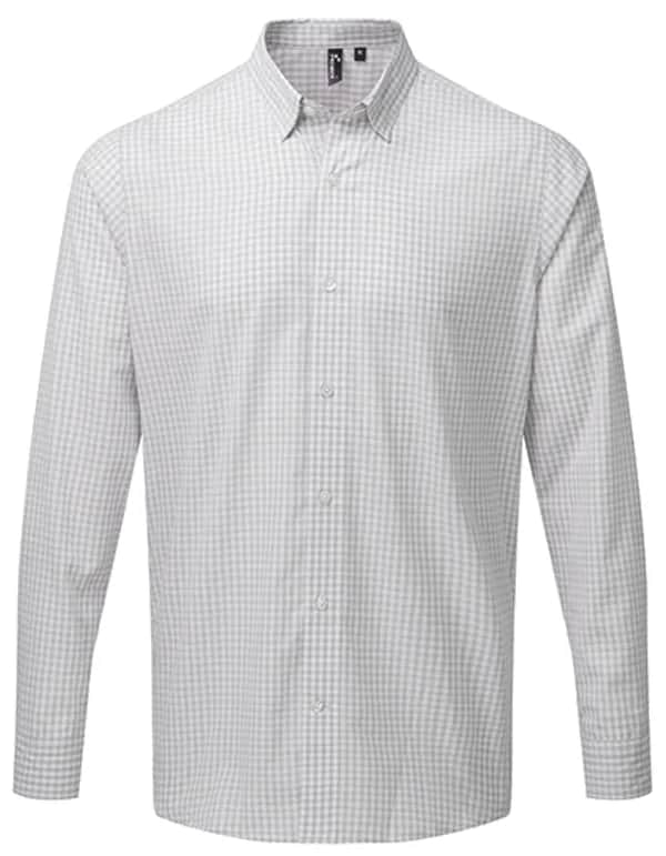 Men´s Maxton Check Long Sleeve Shirt - Silver (ca. Pantone 429C)/White