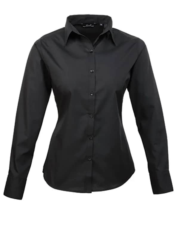 Women´s Poplin Long Sleeve Blouse - Black (ca. Pantone Black C)