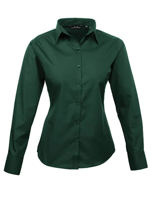 Women´s Poplin Long Sleeve Blouse - Bottle Green