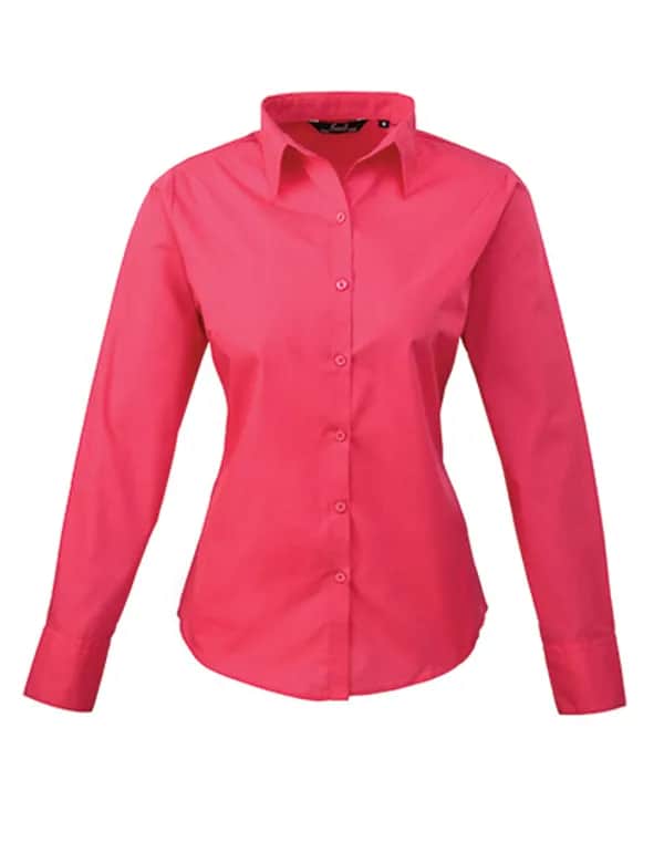 Women´s Poplin Long Sleeve Blouse - Hot Pink