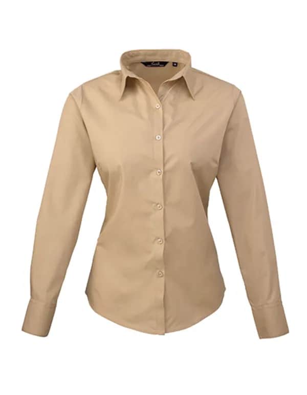 Women´s Poplin Long Sleeve Blouse - Khaki