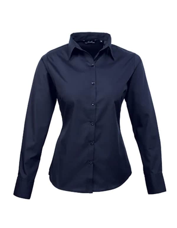 Women´s Poplin Long Sleeve Blouse - Navy (ca. Pantone 2378C)