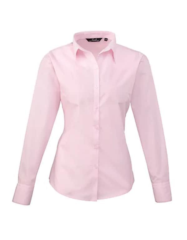 Women´s Poplin Long Sleeve Blouse - Pink (ca. Pantone 707C)
