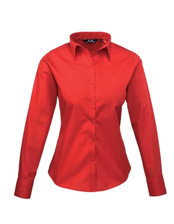 Women´s Poplin Long Sleeve Blouse - Red