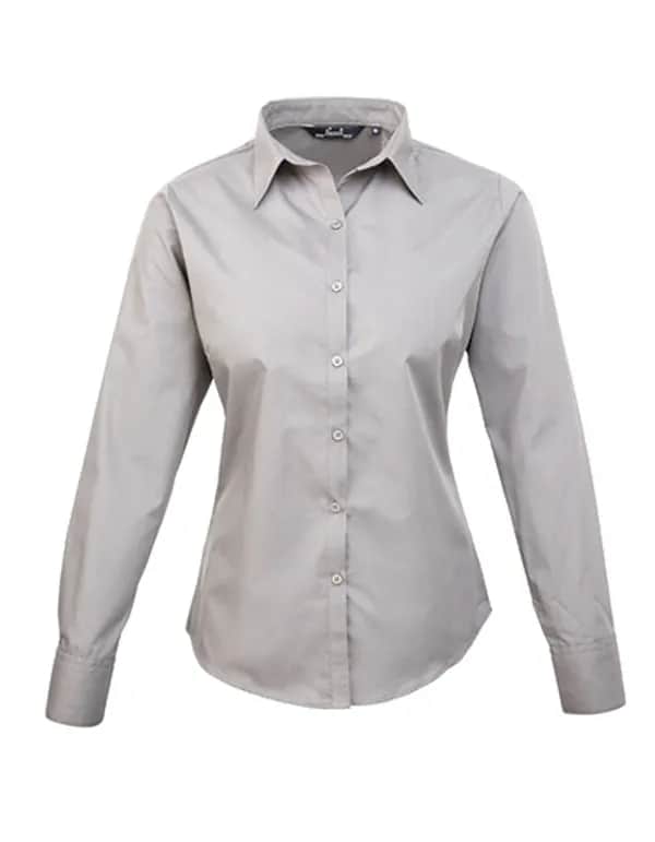 Women´s Poplin Long Sleeve Blouse - Silver (ca. Pantone Cool Gray 7C)