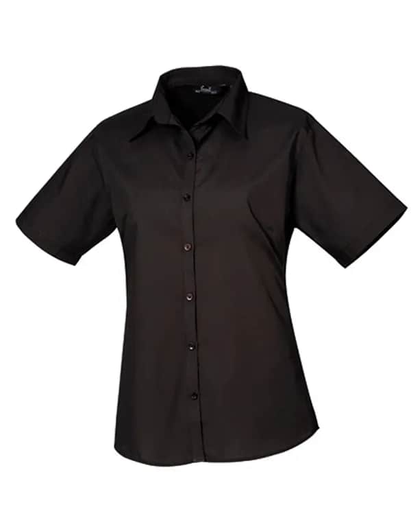 Women´s Poplin Short Sleeve Blouse - Black (ca. Pantone Black C)