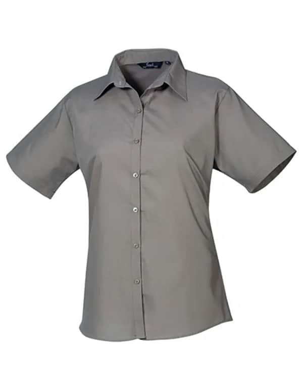 Women´s Poplin Short Sleeve Blouse - Dark Grey