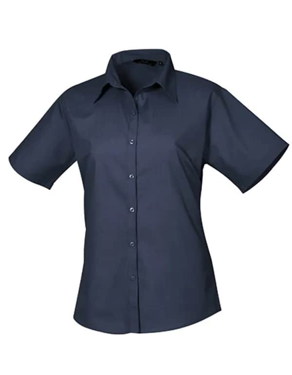 Women´s Poplin Short Sleeve Blouse - Navy (ca. Pantone 2378C)