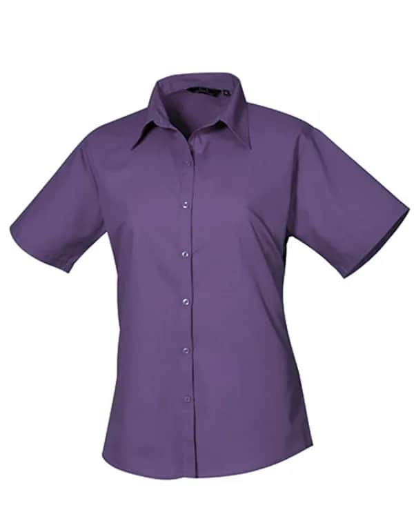 Women´s Poplin Short Sleeve Blouse - Purple