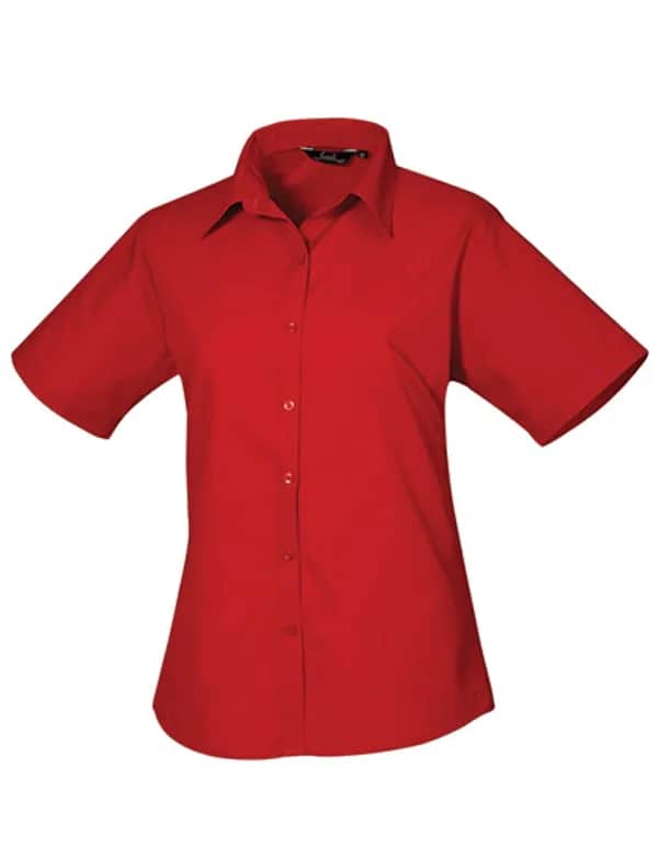 Women´s Poplin Short Sleeve Blouse - Red