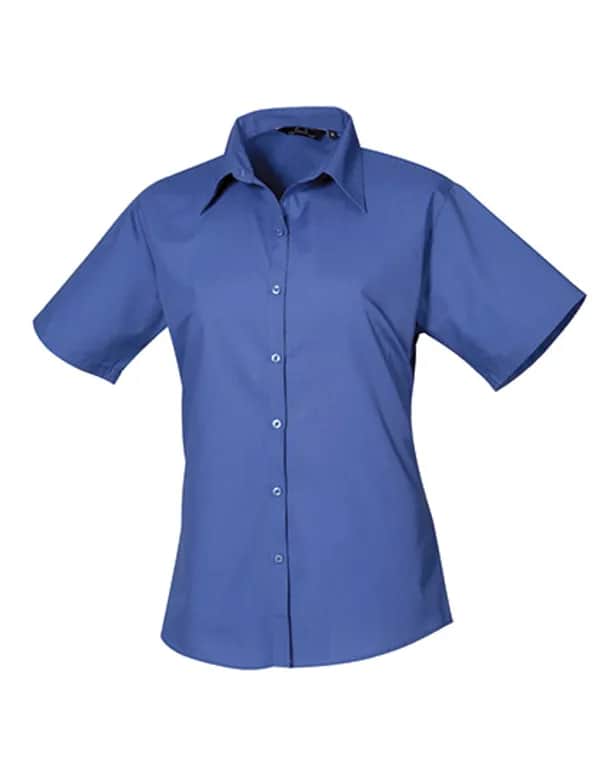 Women´s Poplin Short Sleeve Blouse - Royal (ca. Pantone 7686C)