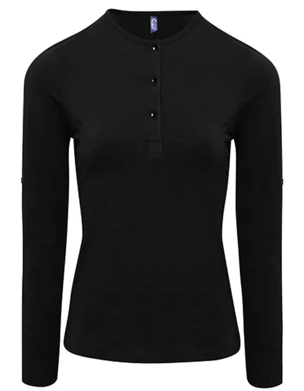 Women´s Long-John Roll Sleeve Tee - Black (ca. Pantone Black C)