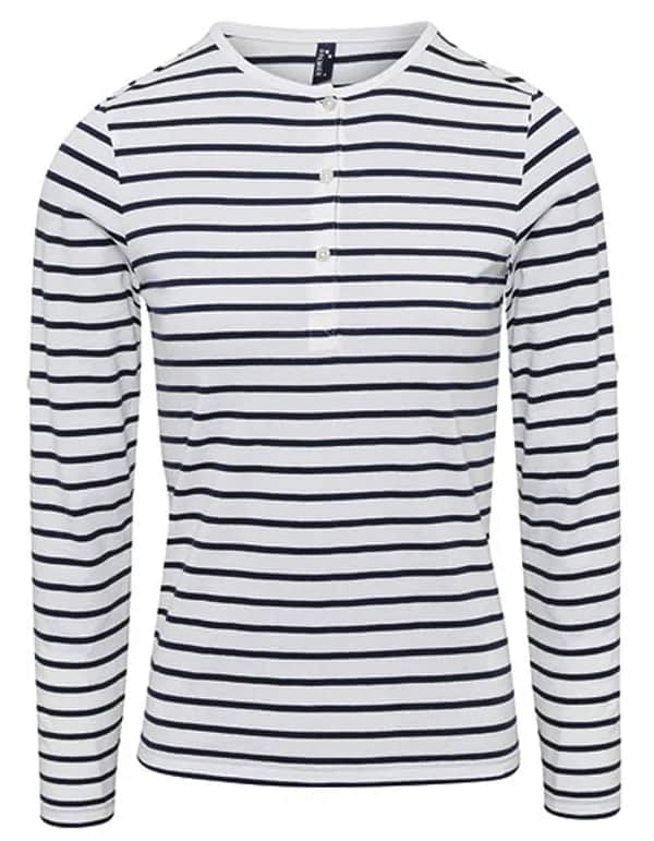 Women´s Long-John Roll Sleeve Tee - White/Navy (ca. Pantone 2766C)
