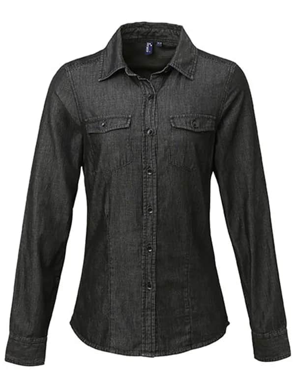 Women´s Jeans Stitch Denim Shirt - Black Denim (ca. Pantone 433C)