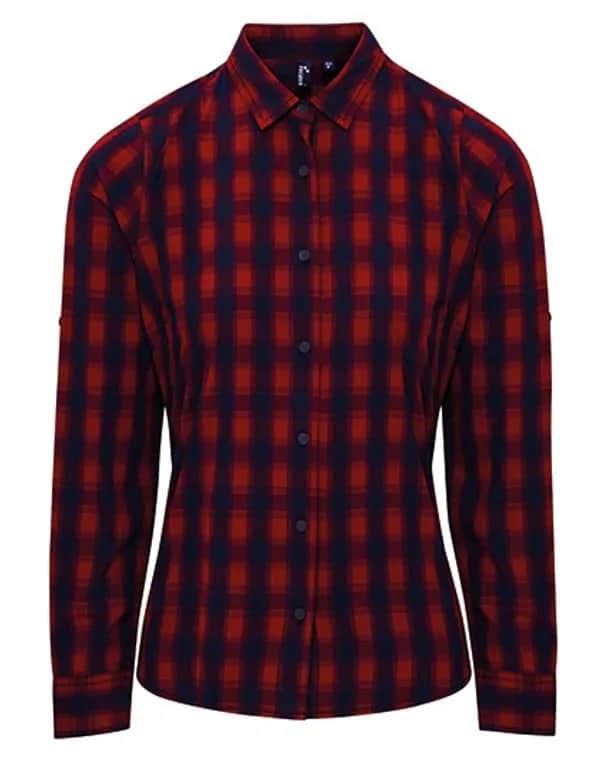Women´s Mulligan Check Cotton Long Sleeve Shirt - Red/Navy (ca. Pantone 2378C)